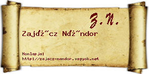 Zajácz Nándor névjegykártya